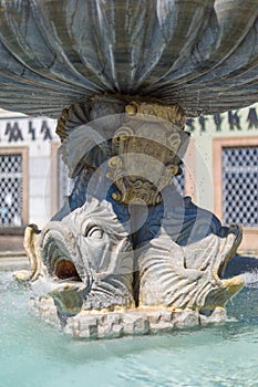 The Triton fountain in the center of the historic city of Nysa.