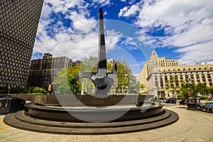 Triumph of the Human Spirits sculpture by Lorenzo Pace, installed at Foley Square in Manhattan