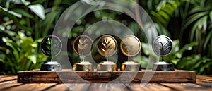 Triumph of Nature: Medals of Achievement, Elegantly Displayed. Concept Nature Photography,