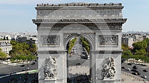 Triumphal arch aerial view Paris