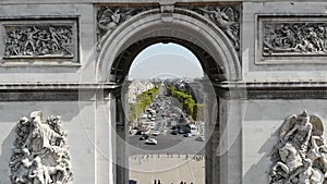 Triumphal arch aerial view Paris