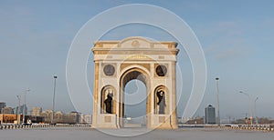 Triumphal arch in Astana, Kazakhstan.