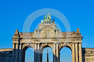 The Triumphal Arch in Cinquantenaire Parc in Brussels, Belgium