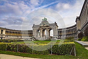 Triumphal Arch in Cinquantenaire Park in Brussels, Belgium, Europe