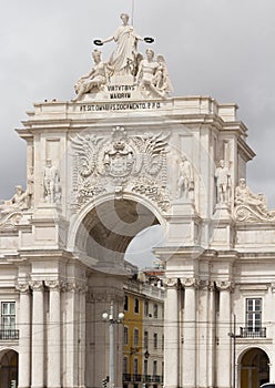 Triumphal arch in commerce square in Lisbon