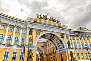Triumphal Arch of General Staff Building in St. Petersburg, Russ
