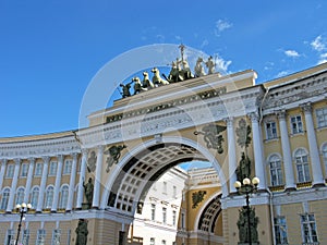 Triumphal arch of the General staff. Saint Petersburg, Russia.