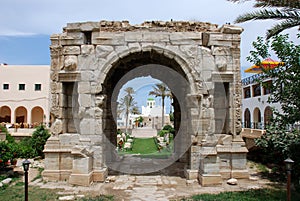 Triumphal arch of Marcus Aurelius in Tripoli photo