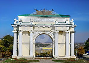 A triumphal arch in the north-eastern entrance to Novocherkassk. Russia