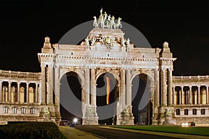 Triumphal arch in parc du cinquantenaire. Brussels, Belgium