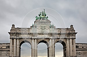 Triumphal arch in Parc du Cinquantenaire â€“ Jubelpark. Brussels. Belgium