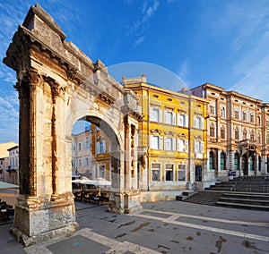 Triumphal Arch of Sergius in Pula. Croatia