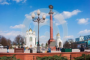 Triumphal column, Cathedral of Christ the Saviour, Victory square