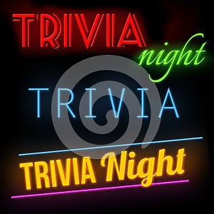 Trivia night glowing neon sign