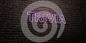TRIVIA -Realistic Neon Sign on Brick Wall background - 3D rendered royalty free stock image