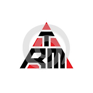 TRM triangle letter logo design with triangle shape. TRM triangle logo design monogram. TRM triangle vector logo template with red