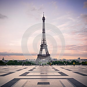 Trocadero and Eiffel Tower at sunshine. photo
