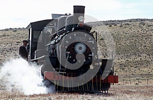 The Trochita, a small and old train steam locomotive, in Patagonia Esquel argentina