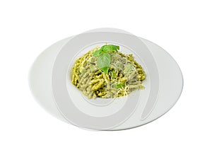Trofie Al Pesto, Italian Pasta with Pesto Sauce, Traditional Genovese Troffie, Fusilli Pugliesi, Liguria Food