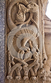 Trogir, Croatia,Cathedral of St. Lawrence, detail of the entrance portal