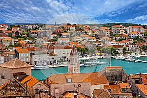 Trogir, Croatia, town panoramic view, Croatian tourist destination.