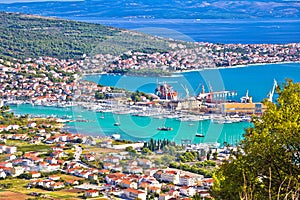 Trogir riviera. Troagir bay and Ciovo island view from the hill