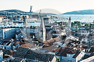 Trogir in Split-Dalmatia county, Croatia, blue filter