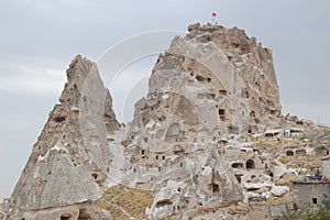 Troglodyte village of Uchisar (Cappadocia Turkey). Central Anatolia. photo