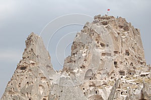 Troglodyte village of Uchisar (Cappadocia Turkey). Central Anatolia. photo