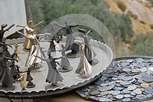 Troglodyte village of Uchisar (Cappadocia Turkey). Central Anatolia. Dancing dervishes for tourists