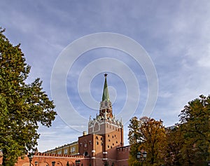 Troitskaya Tower Trinity Tower. Inside of Moscow Kremlin, Russia day