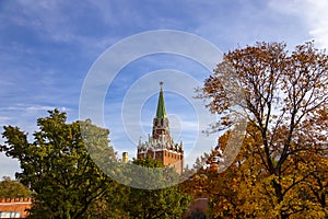 Troitskaya Tower Trinity Tower. Inside of Moscow Kremlin, Russia day