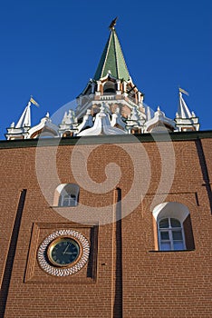 Troitskaya Trinity tower of Moscow Kremlin. Color photo