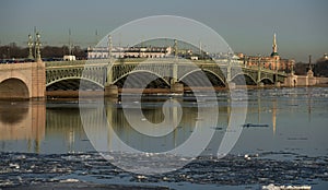 The Troitsky bridge across the Neva