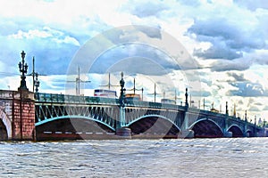 Troitsky bridge over the Neva river in St. Petersburg