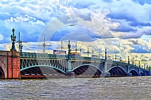 Troitsky bridge over the Neva river in St. Petersburg