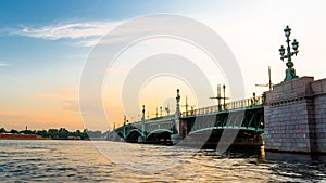 Troitsky bridge during sunrise