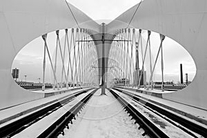 Troja Bridge, Prague city. Modern Architecture Detail. Abstract architecture background.