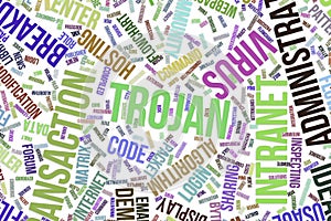 Trojan, conceptual word cloud for business, information technology or IT.