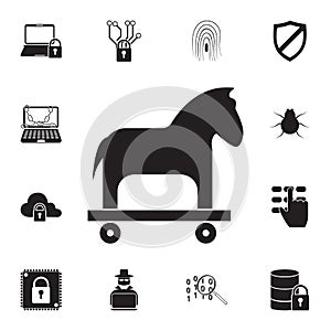 Trojan horse icon. Detailed set of cyber security icons. Premium quality graphic design sign. One of the collection icons for webs