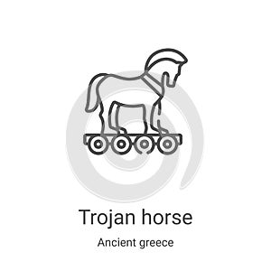 trojan horse icon vector from ancient greece collection. Thin line trojan horse outline icon vector illustration. Linear symbol