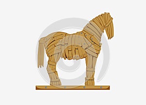 Trojan horse illustration. Mythicaln statue horse military deception Greek troops.