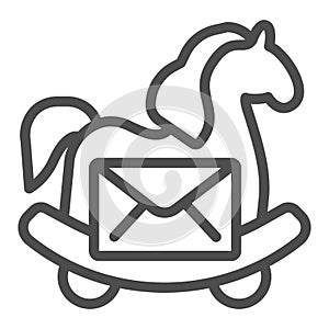 Trojan horse with letter line icon, web security concept, viral e-mail sign on white background, email envelope with