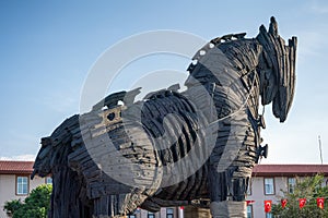 Trojan horse statue in the center of Çanakkale from side