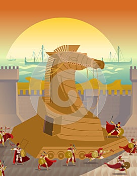 Trojan troy horse ambush scene