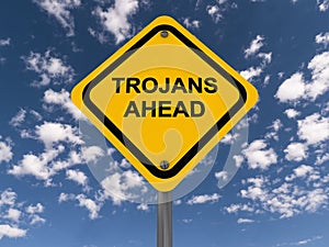 Trojans ahead sign