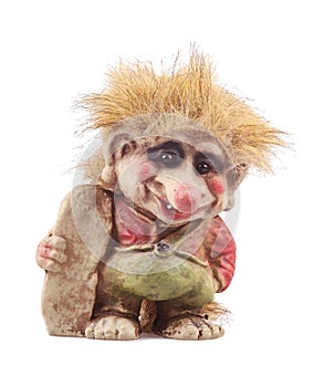 Troll figurine isolated on a white backgeound