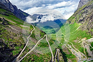 Troll`s Path Trollstigen or Trollstigveien winding mountain road