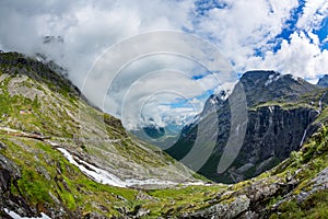 Troll`s Path Trollstigen or Trollstigveien winding mountain road