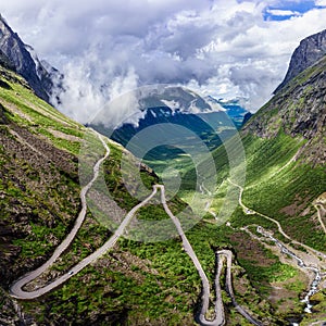 Troll's Path Trollstigen or Trollstigveien winding mountain road